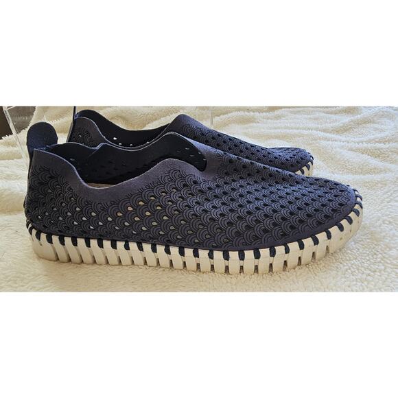 Ilse Jacobsen Women EU 38 US 7.5-8 Navy Tulip Leather Laser Cut Espadrilles Shoe - Picture 2 of 5